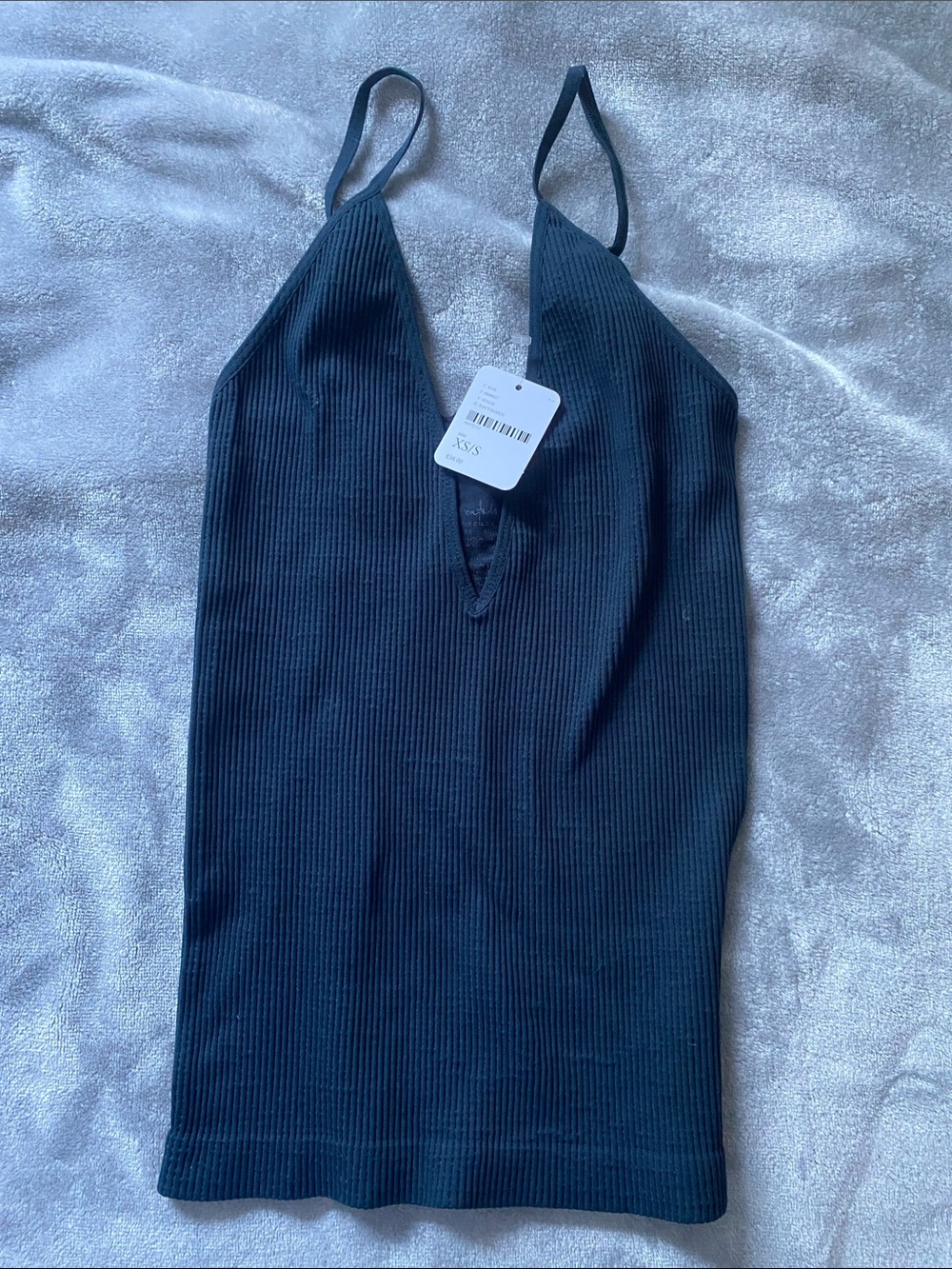 Free People Black Ribbed V-Neck Camisole